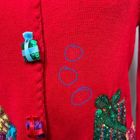 Vintage Y2K Michael Simon Christmas Sweater Sequin Presents Holiday Red SMALL - Picture 9 of 13
